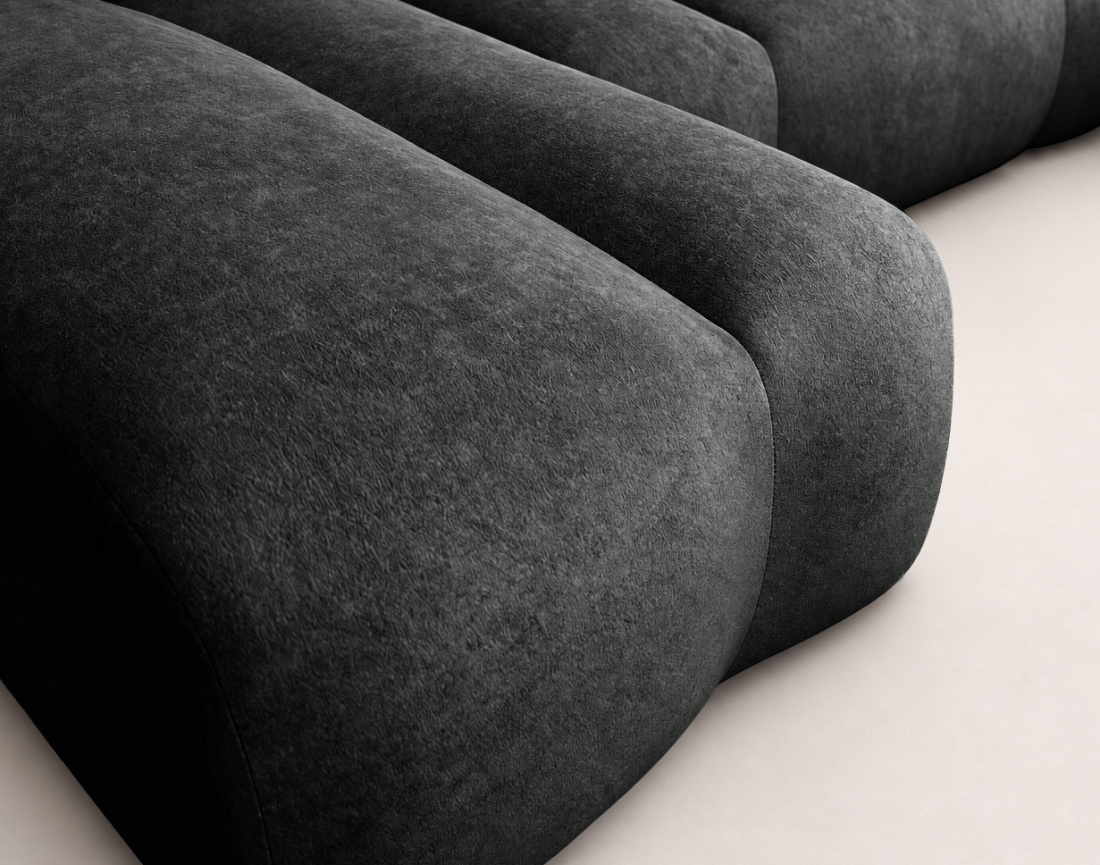 Canapé MANON d'angle droit 4 places convertible avec coffre en tissu | Best Mobilier
