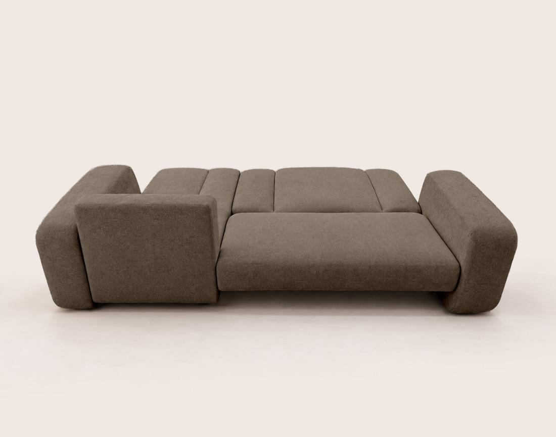 Canapé MANON d'angle droit 4 places convertible avec coffre en tissu | Best Mobilier