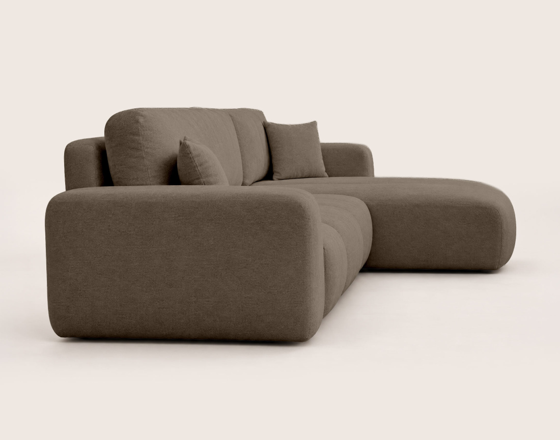 Canapé MANON d'angle droit 4 places convertible avec coffre en tissu | Best Mobilier