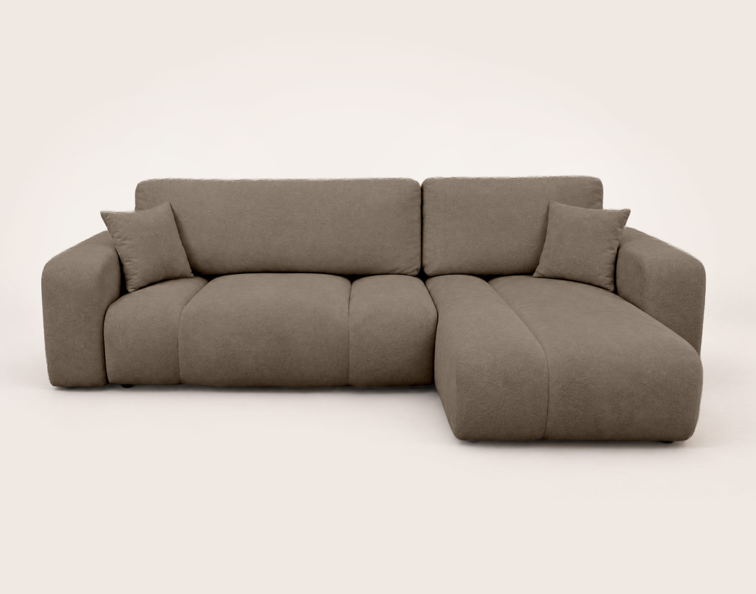 Canapé MANON d'angle réversible 4 places convertible avec coffre en tissu | Best Mobilier
