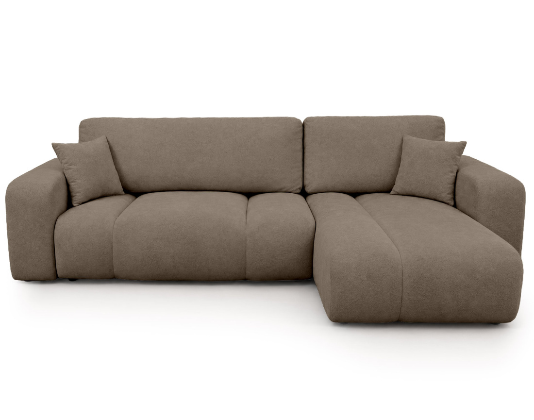 Canapé MANON d'angle droit 4 places convertible avec coffre en tissu | Best Mobilier