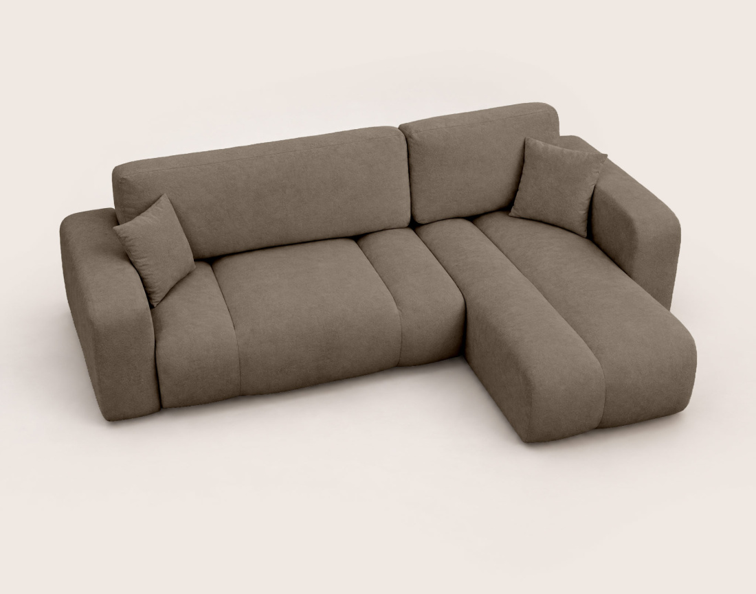 Canapé MANON d'angle réversible 4 places convertible avec coffre en tissu | Best Mobilier