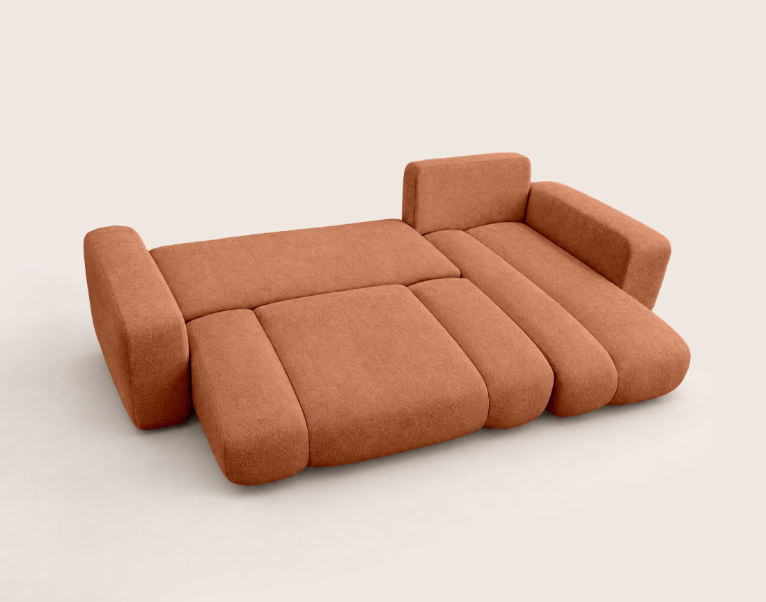 Canapé MANON d'angle réversible 4 places convertible avec coffre en tissu | Best Mobilier