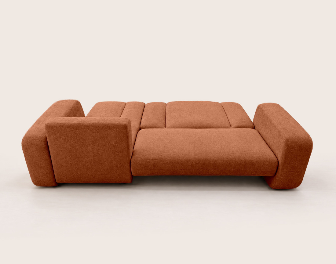Canapé MANON d'angle réversible 4 places convertible avec coffre en tissu | Best Mobilier