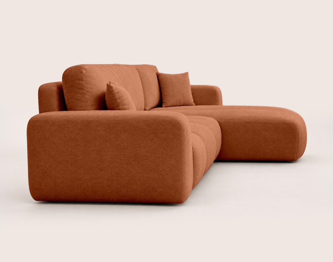 Canapé MANON d'angle droit 4 places convertible avec coffre en tissu | Best Mobilier