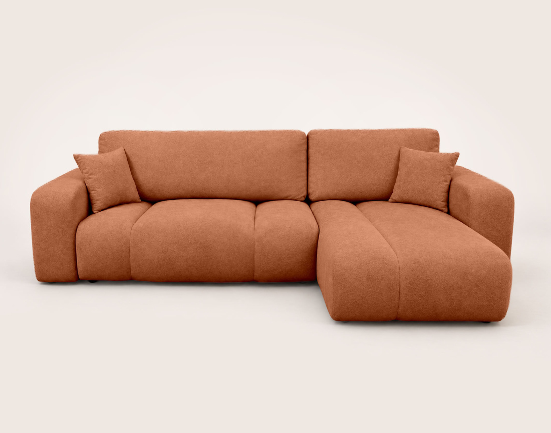 Canapé MANON d'angle réversible 4 places convertible avec coffre en tissu | Best Mobilier