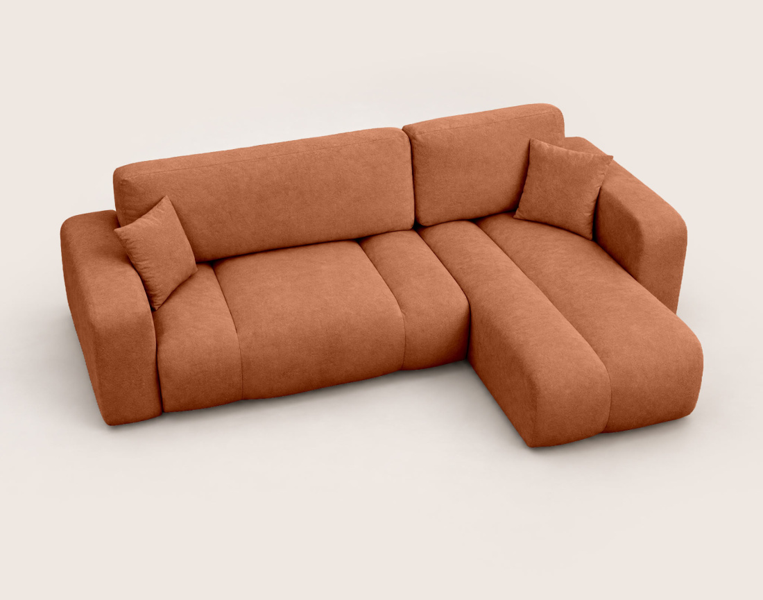 Canapé MANON d'angle droit 4 places convertible avec coffre en tissu | Best Mobilier