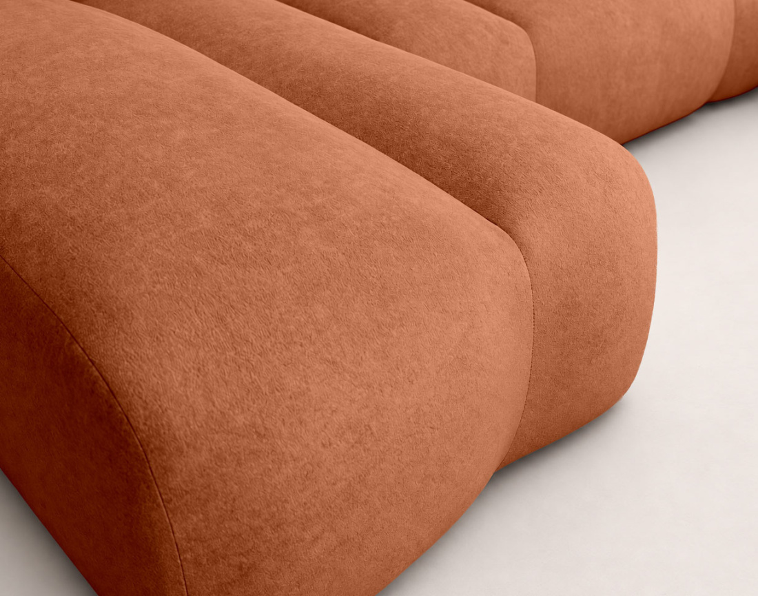 Canapé MANON d'angle droit 4 places convertible avec coffre en tissu | Best Mobilier