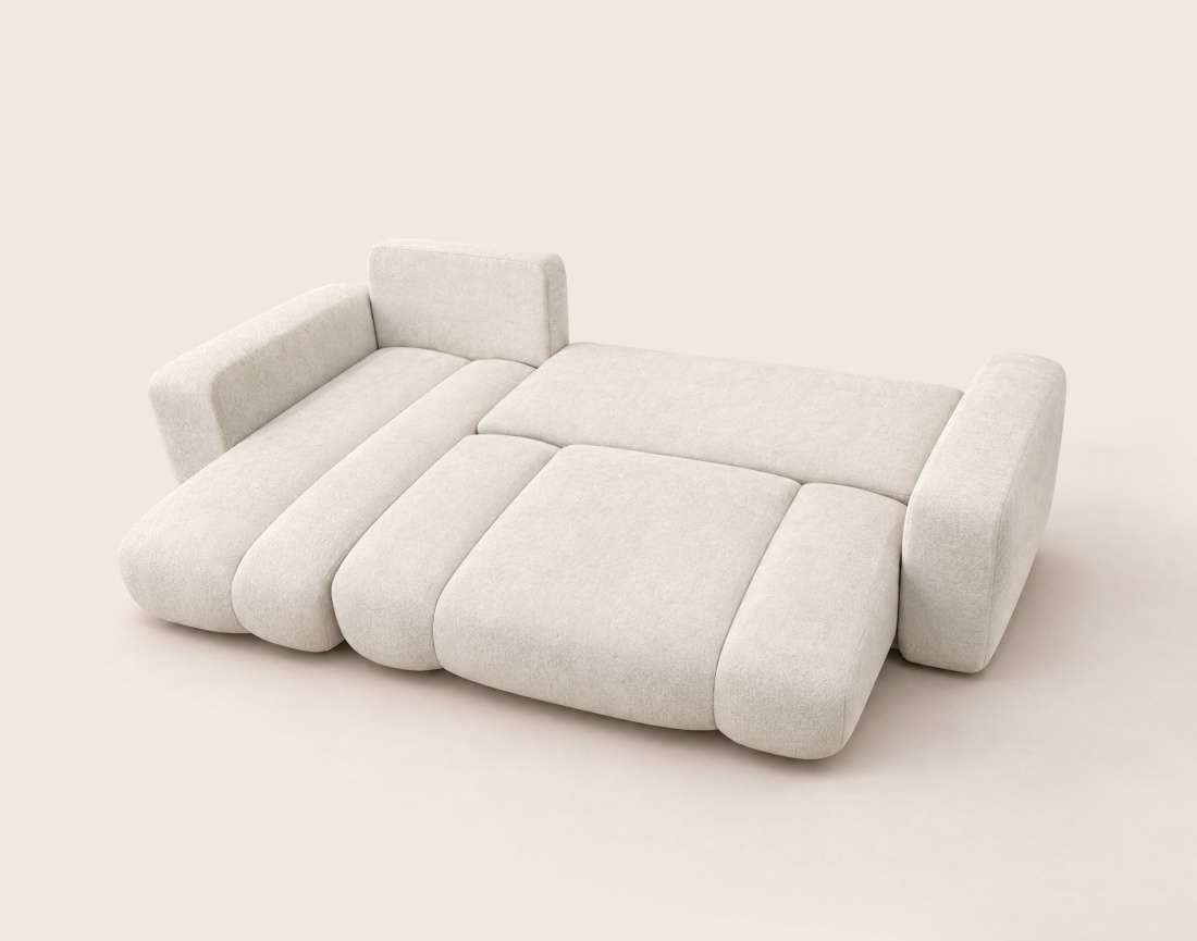 Canapé MANON d'angle gauche 4 places convertible avec coffre en tissu | Best Mobilier