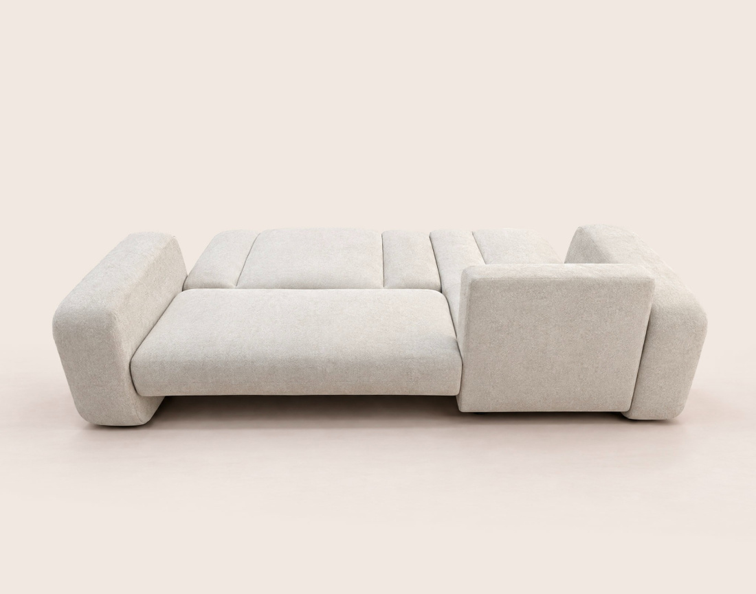 Canapé MANON d'angle gauche 4 places convertible avec coffre en tissu | Best Mobilier