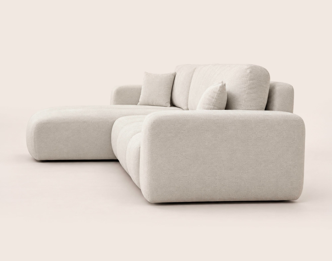 Canapé MANON d'angle gauche 4 places convertible avec coffre en tissu | Best Mobilier