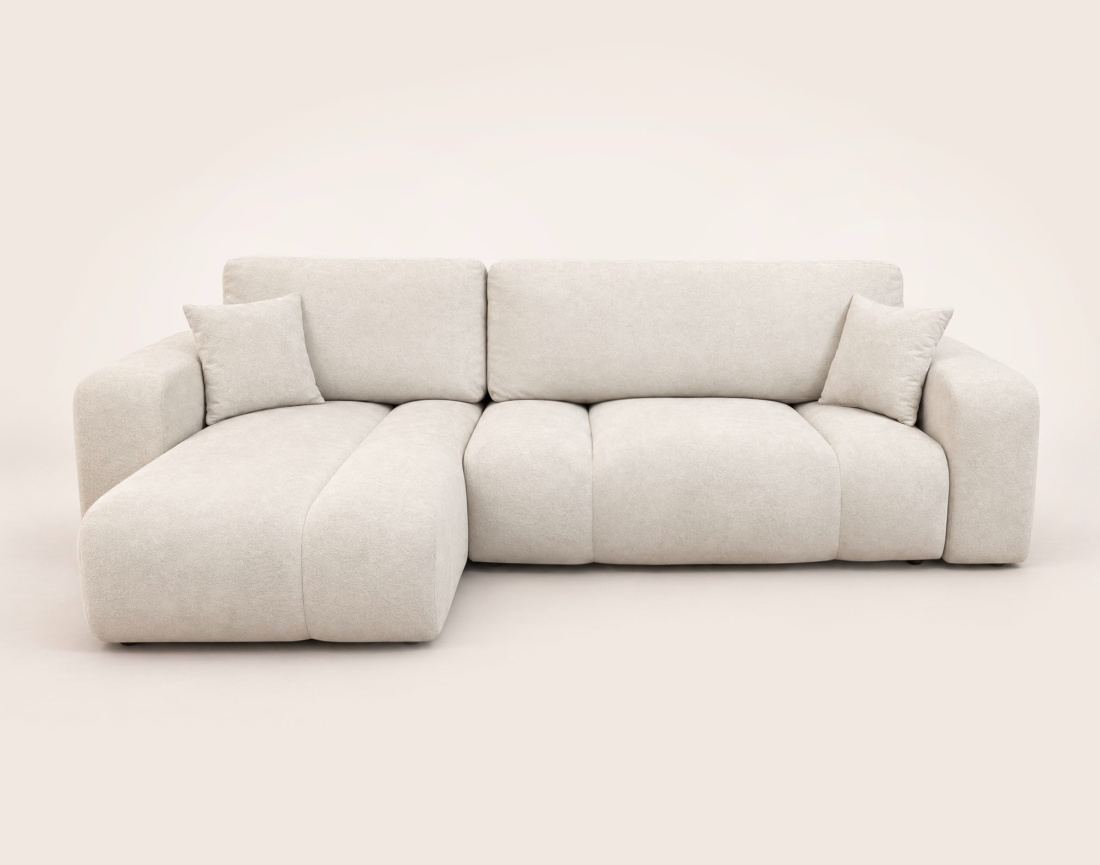 Canapé MANON d'angle gauche 4 places convertible avec coffre en tissu | Best Mobilier