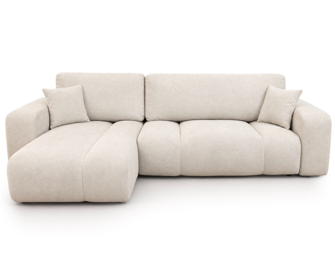 Canapé MANON d'angle gauche 4 places convertible avec coffre en tissu | Best Mobilier