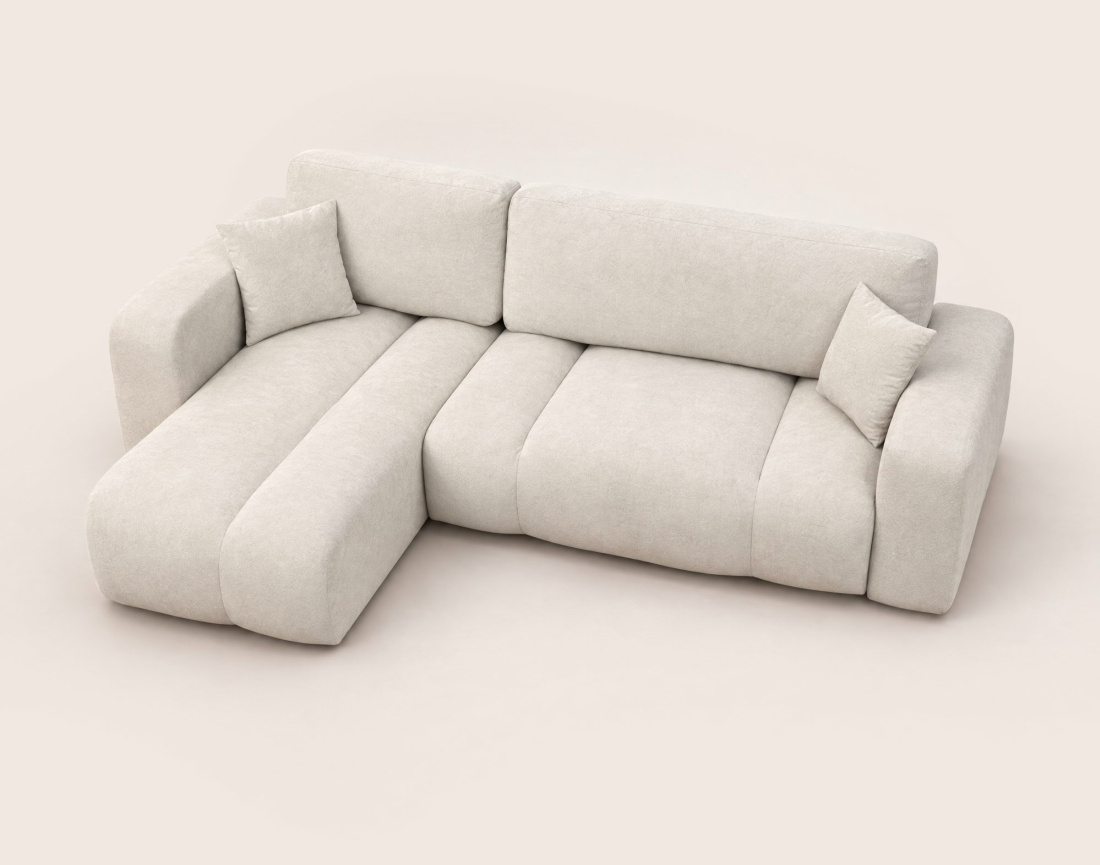 Canapé MANON d'angle gauche 4 places convertible avec coffre en tissu | Best Mobilier