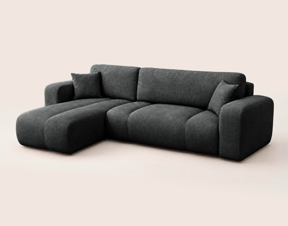 Canapé MANON d'angle gauche 4 places convertible avec coffre en tissu | Best Mobilier