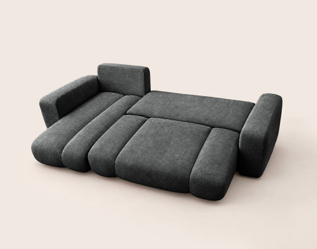 Canapé MANON d'angle gauche 4 places convertible avec coffre en tissu | Best Mobilier