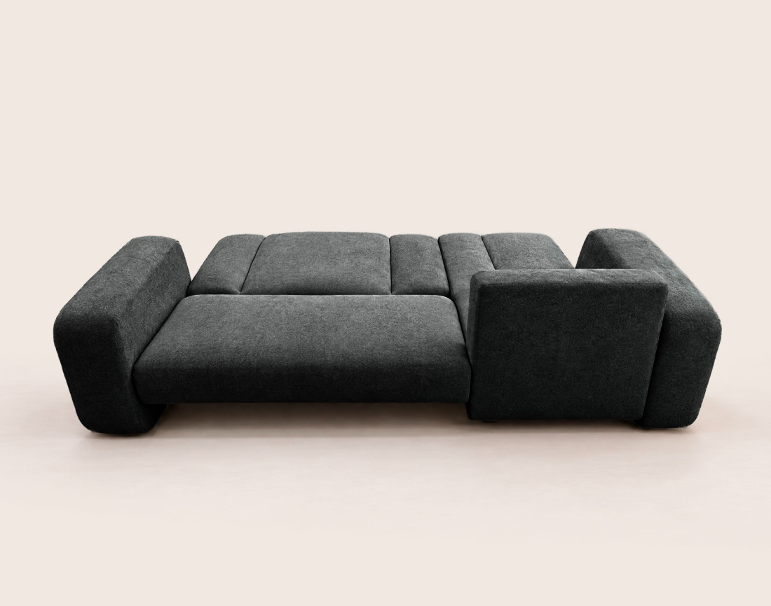Canapé MANON d'angle gauche 4 places convertible avec coffre en tissu | Best Mobilier