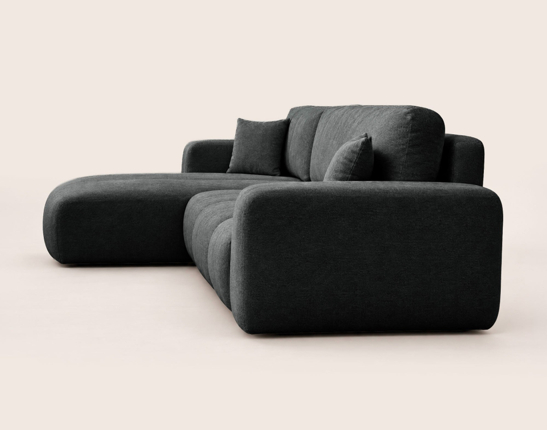 Canapé MANON d'angle gauche 4 places convertible avec coffre en tissu | Best Mobilier