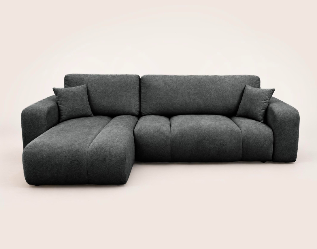 Canapé MANON d'angle gauche 4 places convertible avec coffre en tissu | Best Mobilier