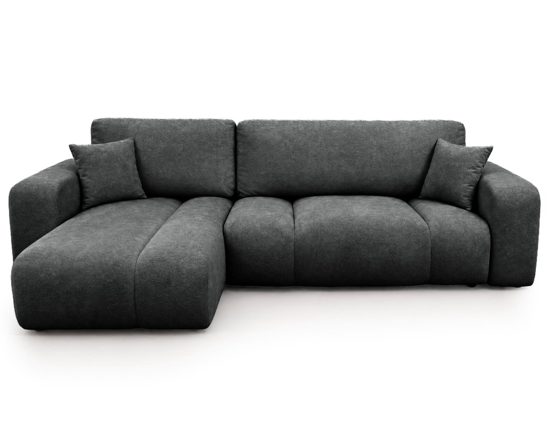 Canapé MANON d'angle gauche 4 places convertible avec coffre en tissu | Best Mobilier