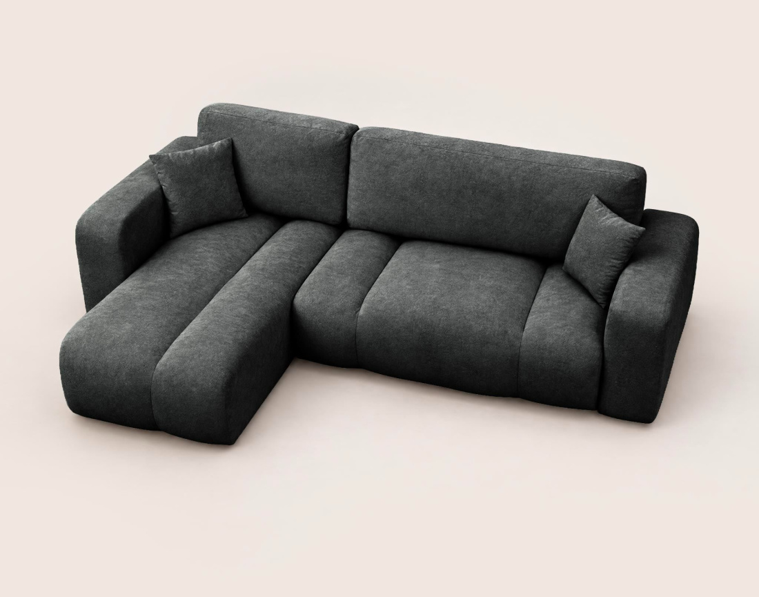 Canapé MANON d'angle gauche 4 places convertible avec coffre en tissu | Best Mobilier