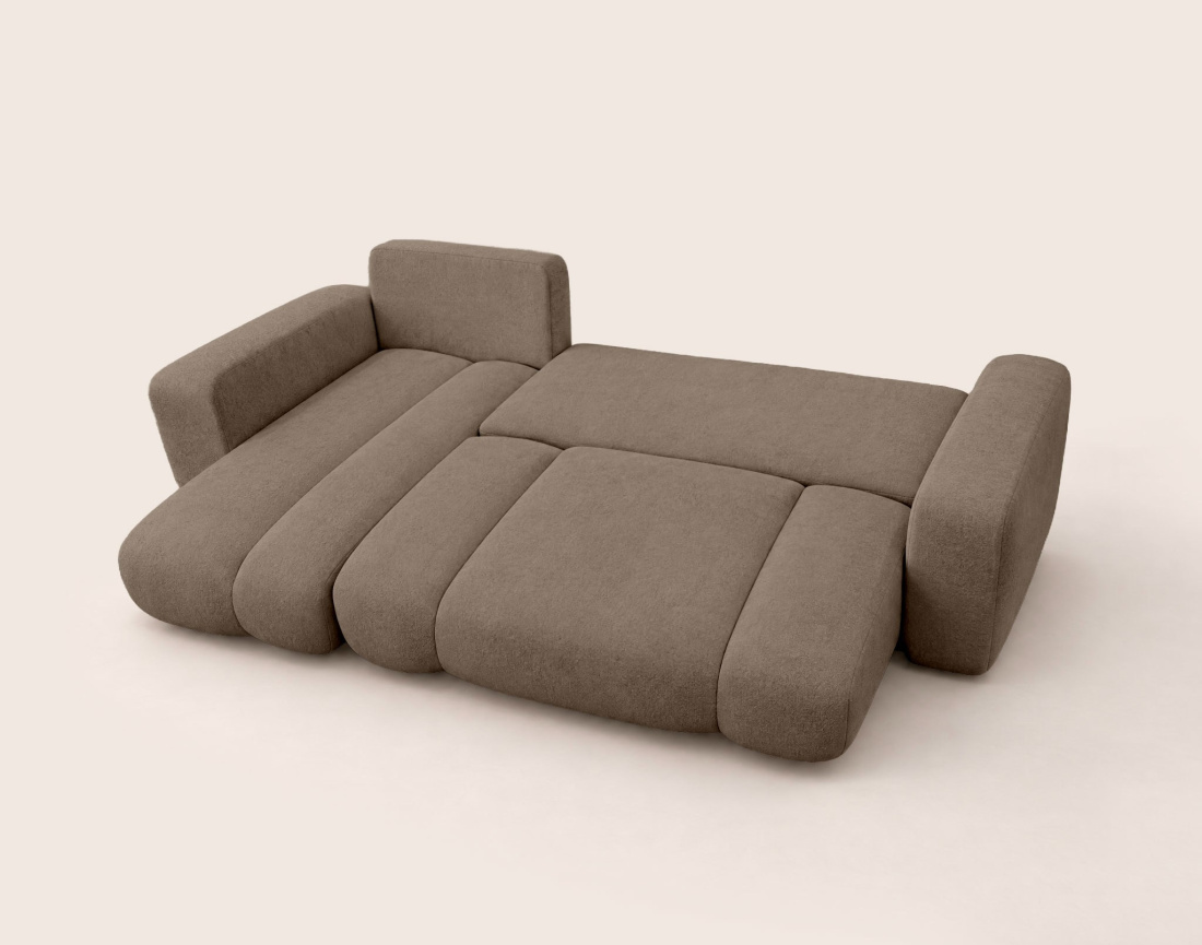 Canapé MANON d'angle gauche 4 places convertible avec coffre en tissu | Best Mobilier