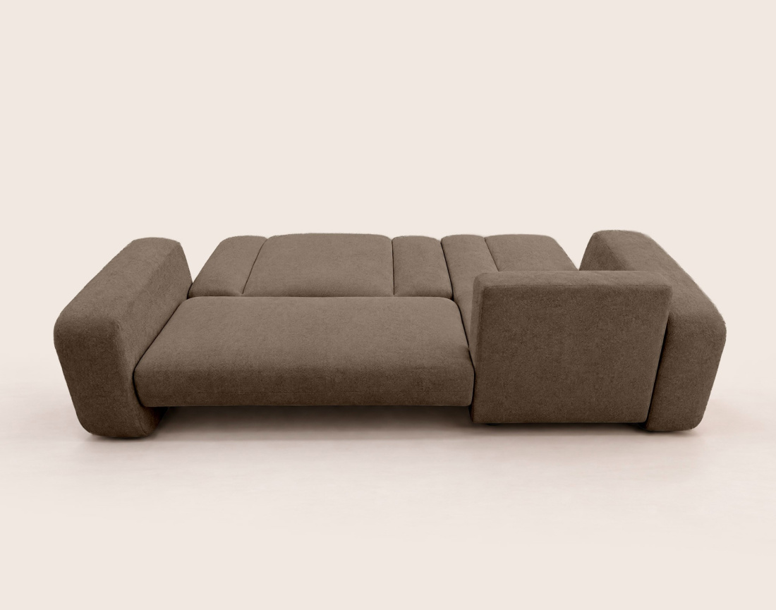 Canapé MANON d'angle gauche 4 places convertible avec coffre en tissu | Best Mobilier