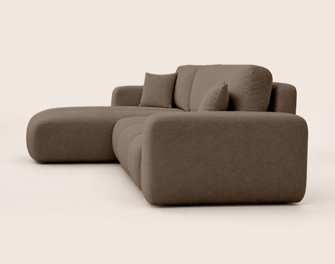 Canapé MANON d'angle gauche 4 places convertible avec coffre en tissu | Best Mobilier