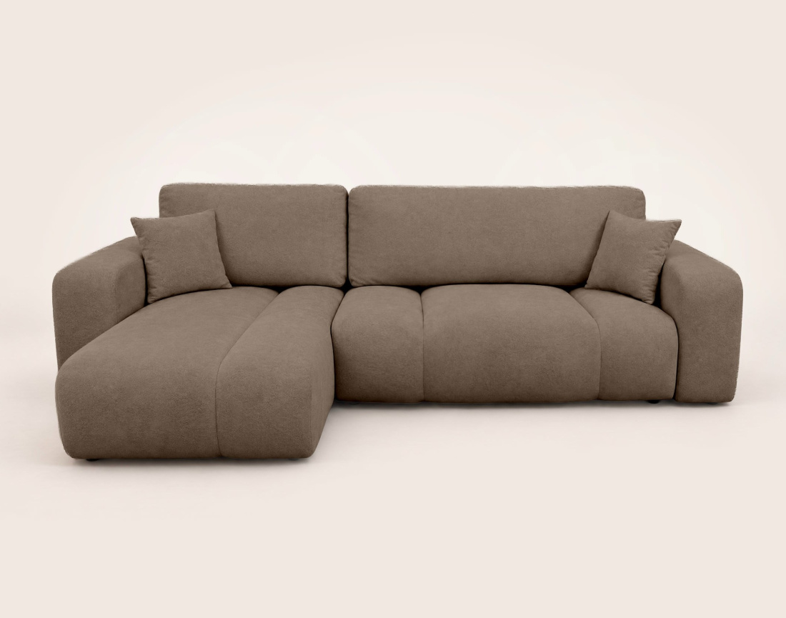 Canapé MANON d'angle gauche 4 places convertible avec coffre en tissu | Best Mobilier