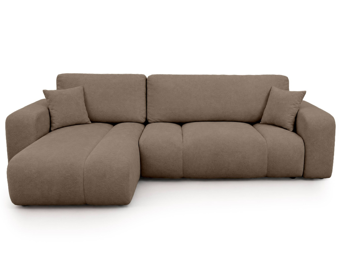 Canapé MANON d'angle gauche 4 places convertible avec coffre en tissu | Best Mobilier