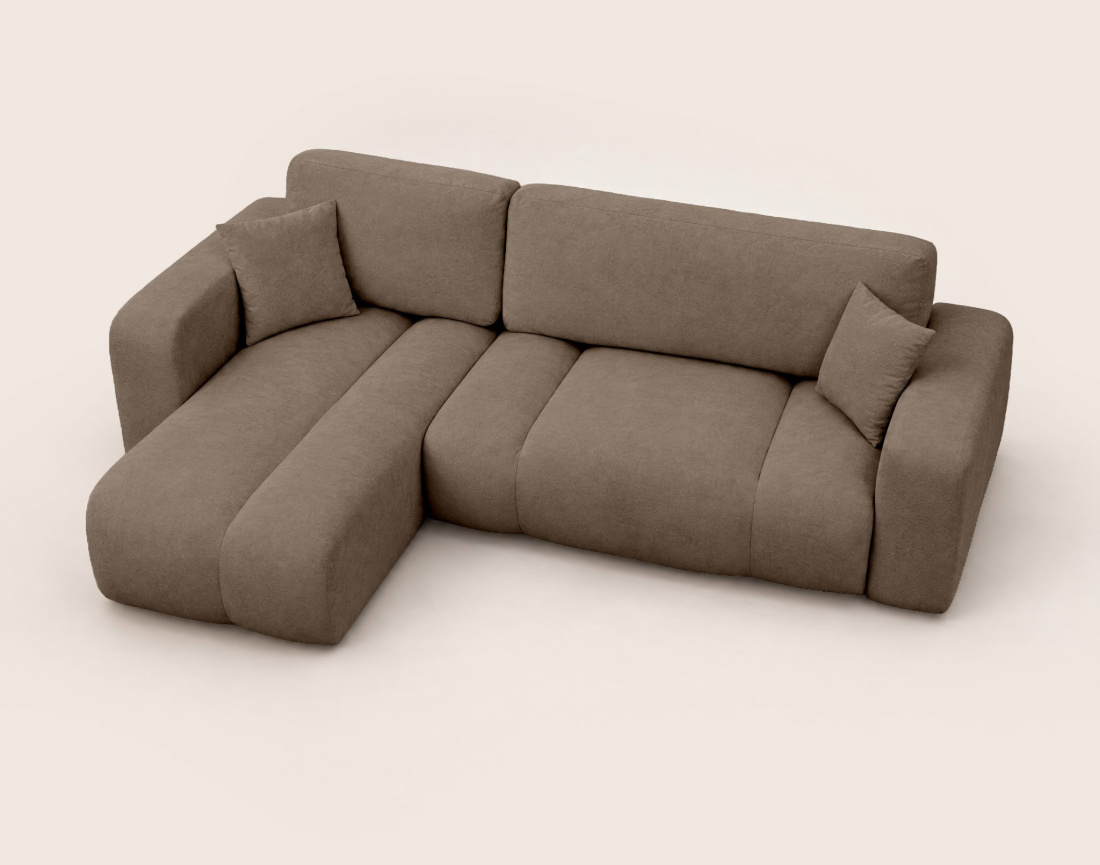 Canapé MANON d'angle gauche 4 places convertible avec coffre en tissu | Best Mobilier