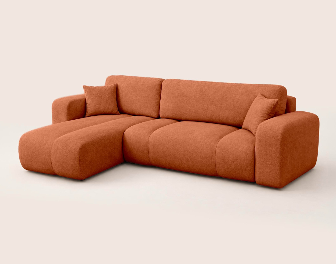 Canapé MANON d'angle gauche 4 places convertible avec coffre en tissu | Best Mobilier