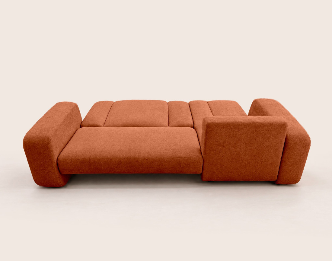 Canapé MANON d'angle gauche 4 places convertible avec coffre en tissu | Best Mobilier