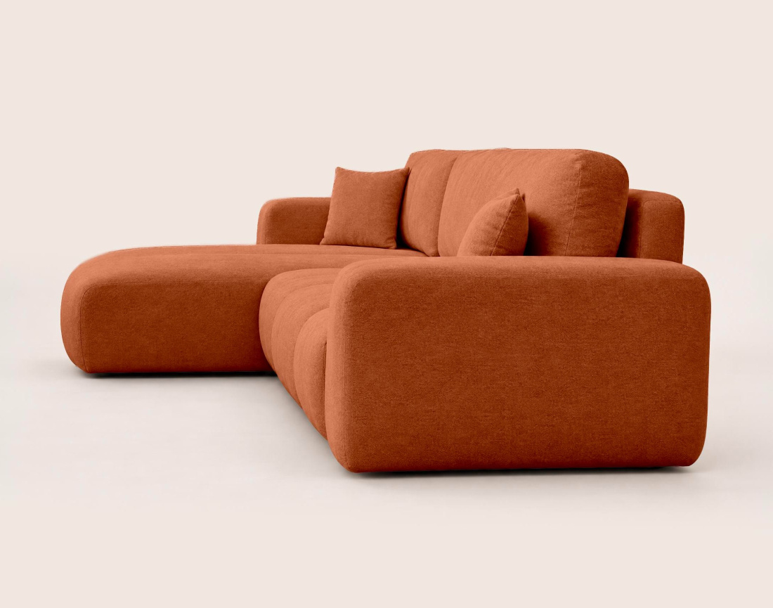 Canapé MANON d'angle gauche 4 places convertible avec coffre en tissu | Best Mobilier