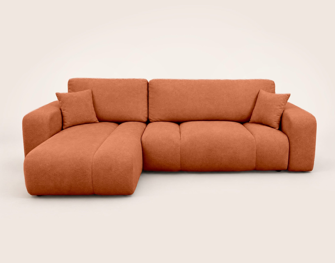 Canapé MANON d'angle gauche 4 places convertible avec coffre en tissu | Best Mobilier