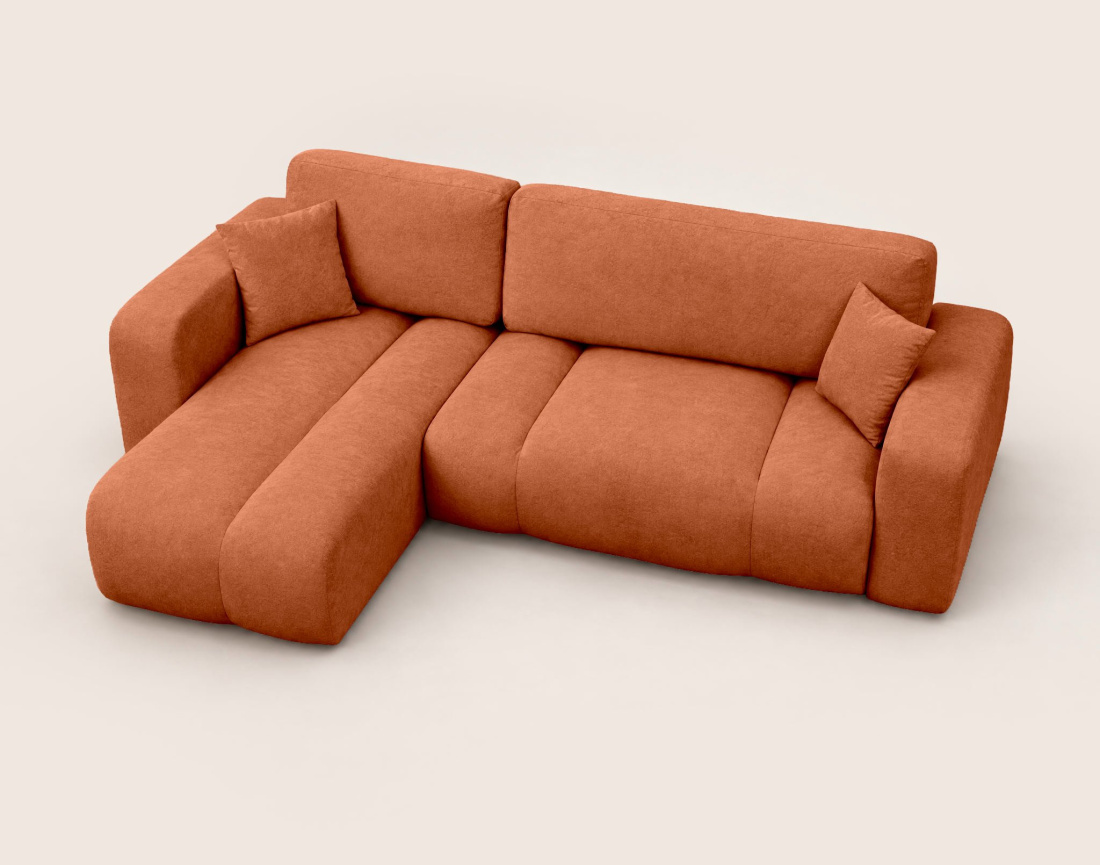 Canapé MANON d'angle gauche 4 places convertible avec coffre en tissu | Best Mobilier