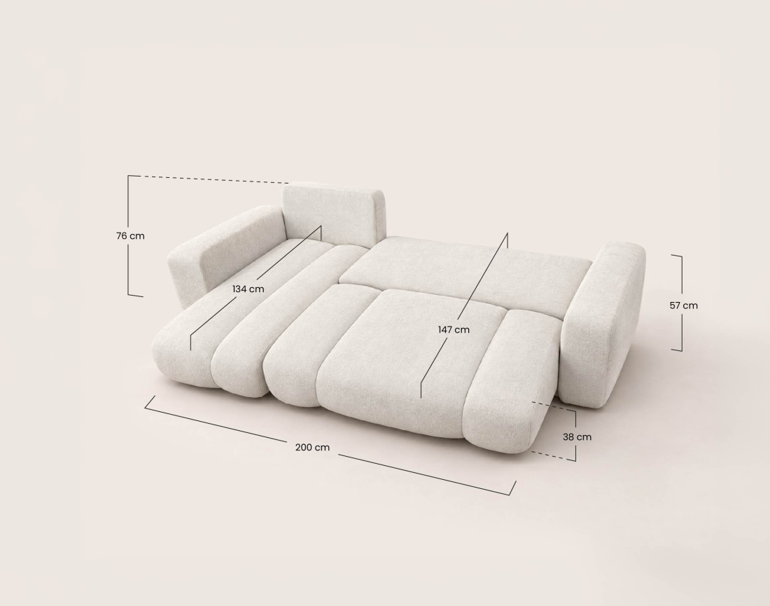 Canapé MANON d'angle gauche 4 places convertible avec coffre en tissu | Best Mobilier