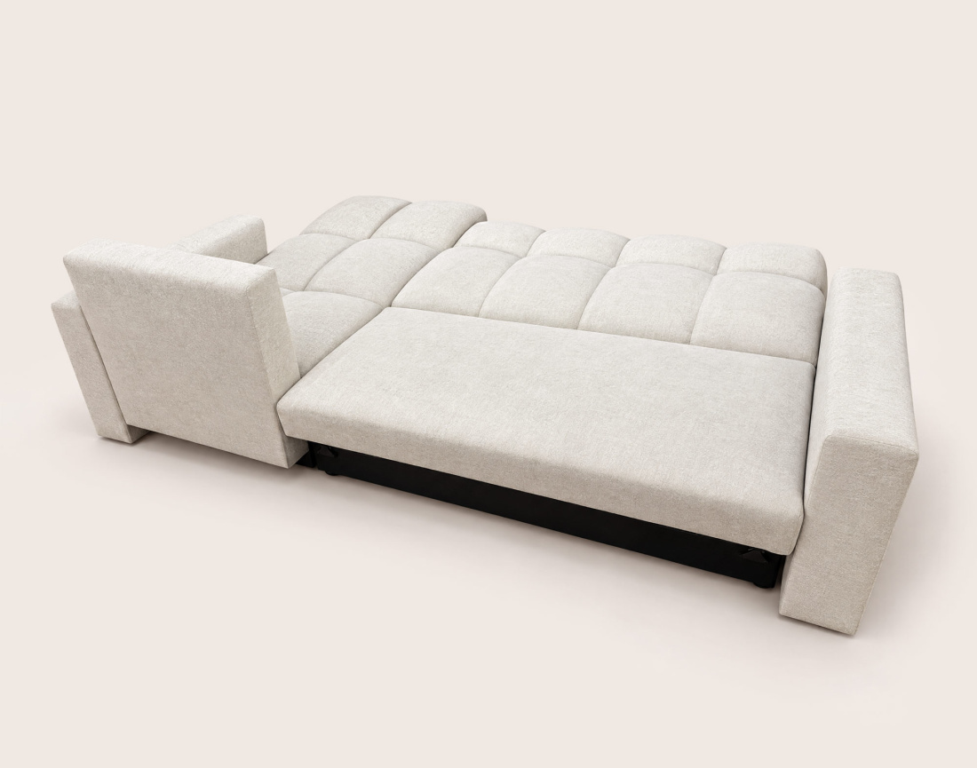 Canapé CYRO d'angle réversible 4 places convertible avec coffre en tissu | Best Mobilier