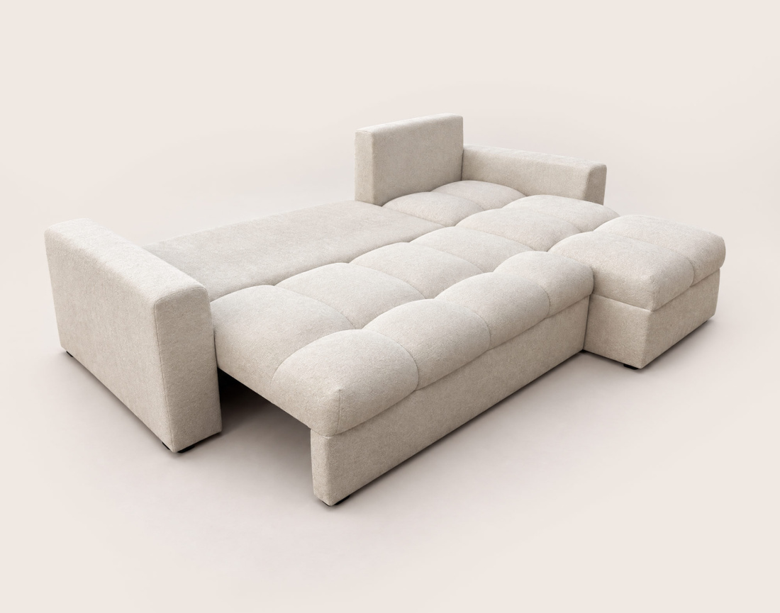 Canapé CYRO d'angle réversible 4 places convertible avec coffre en tissu | Best Mobilier