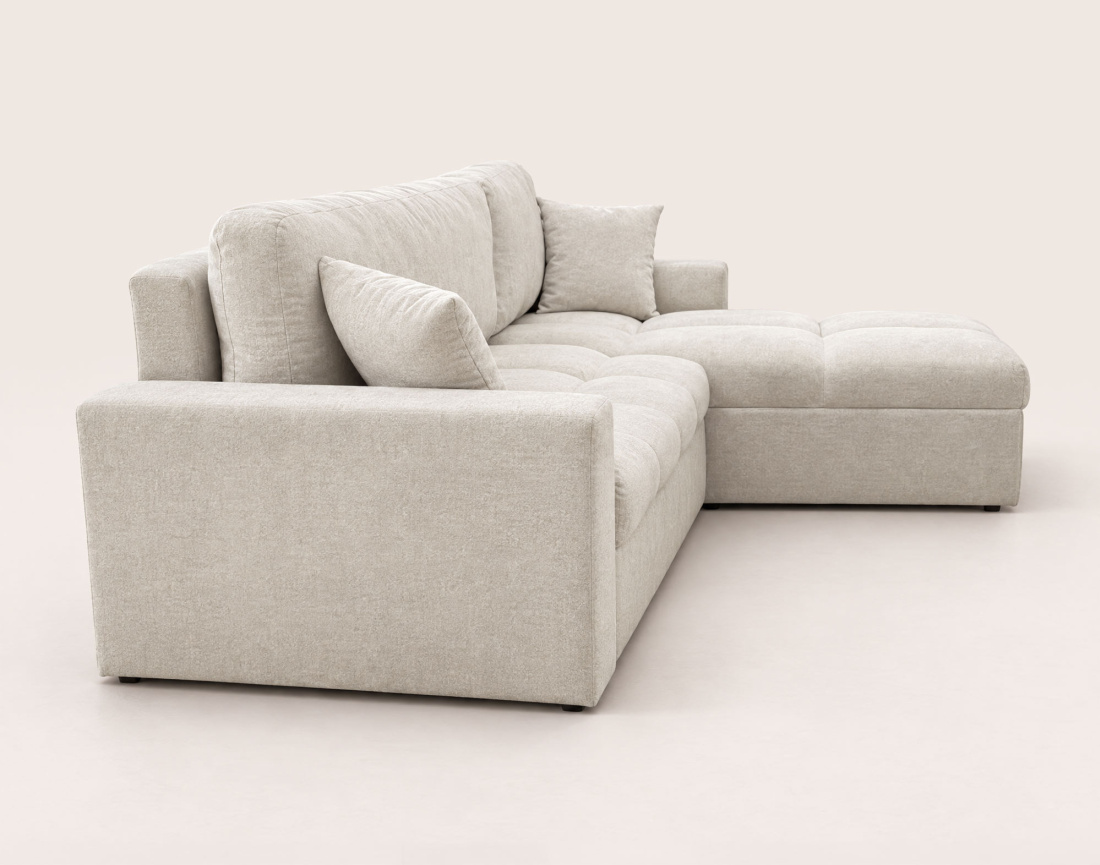 Canapé CYRO d'angle réversible 4 places convertible avec coffre en tissu | Best Mobilier