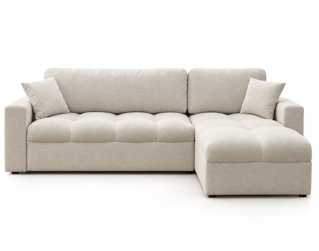 Canapé CYRO d'angle réversible 4 places convertible avec coffre en tissu | Best Mobilier