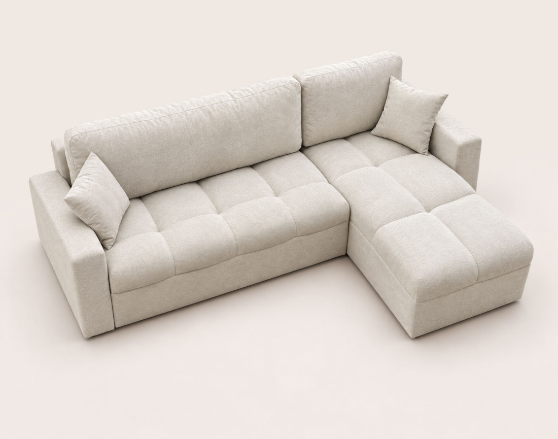 Canapé CYRO d'angle réversible 4 places convertible avec coffre en tissu | Best Mobilier
