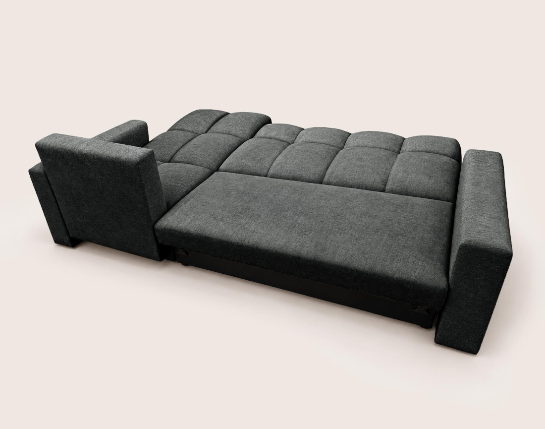 Canapé CYRO d'angle réversible 4 places convertible avec coffre en tissu | Best Mobilier