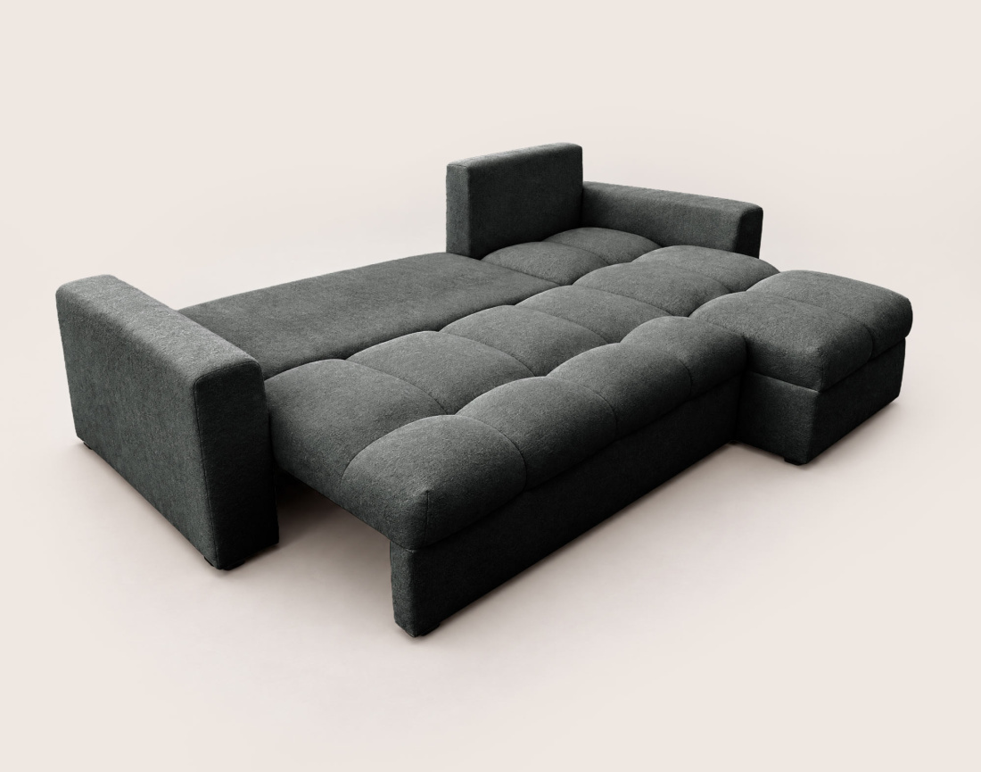 Canapé CYRO d'angle réversible 4 places convertible avec coffre en tissu | Best Mobilier