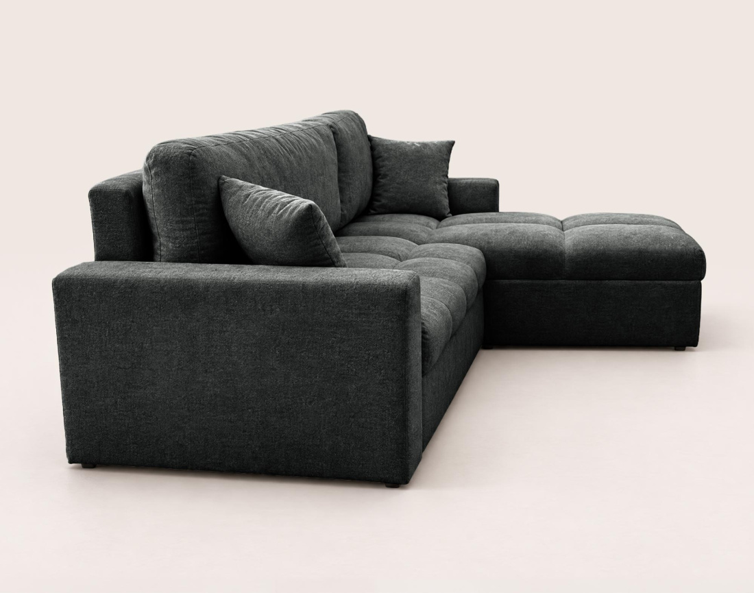 Canapé CYRO d'angle réversible 4 places convertible avec coffre en tissu | Best Mobilier