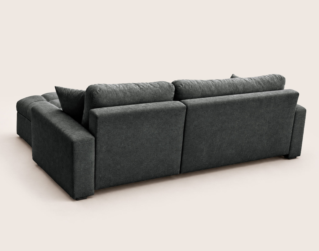 Canapé CYRO d'angle réversible 4 places convertible avec coffre en tissu | Best Mobilier