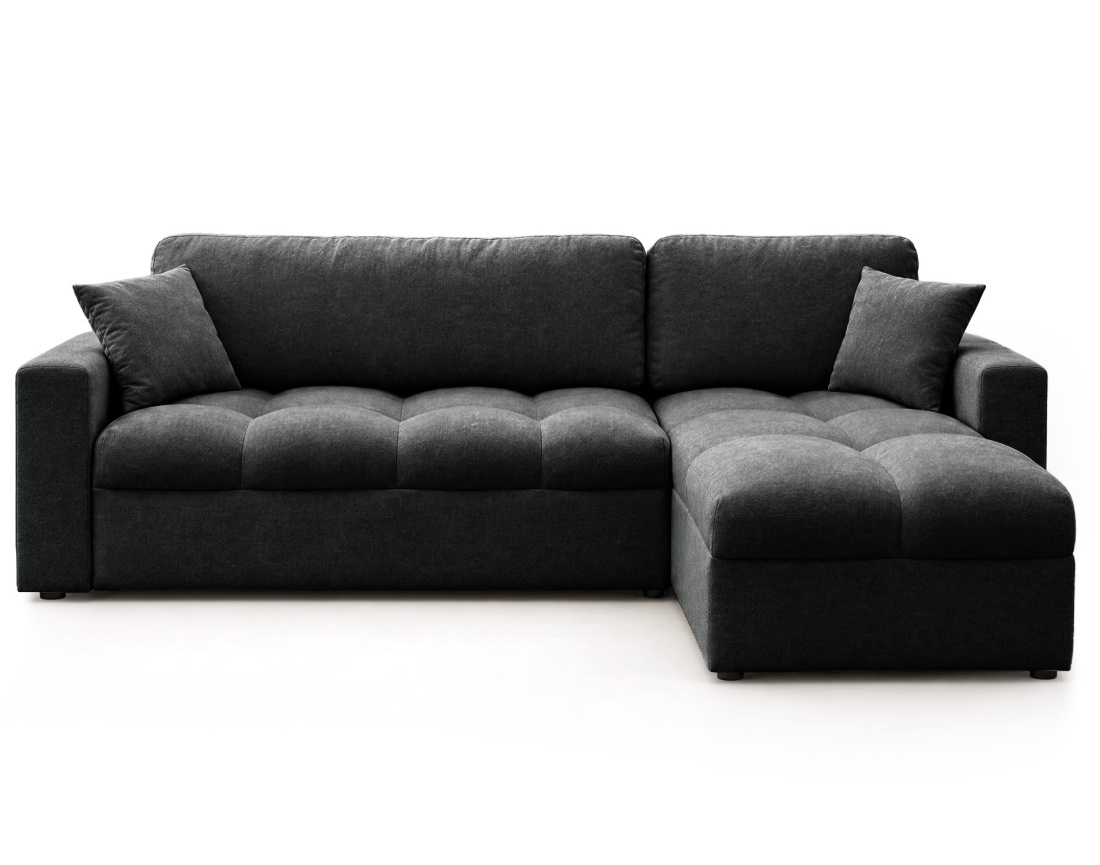 Canapé CYRO d'angle réversible 4 places convertible avec coffre en tissu | Best Mobilier