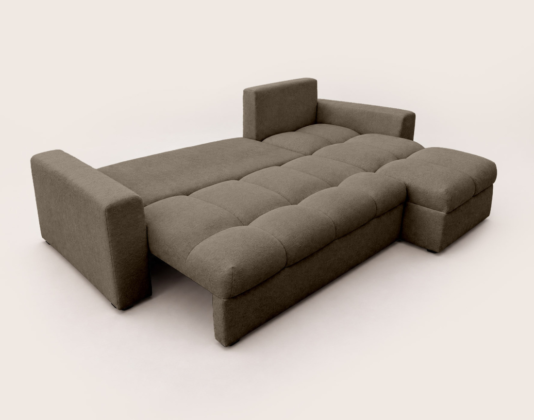 Canapé CYRO d'angle réversible 4 places convertible avec coffre en tissu | Best Mobilier