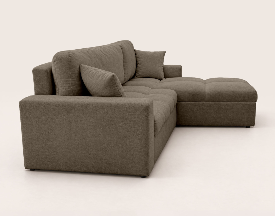 Canapé CYRO d'angle réversible 4 places convertible avec coffre en tissu | Best Mobilier