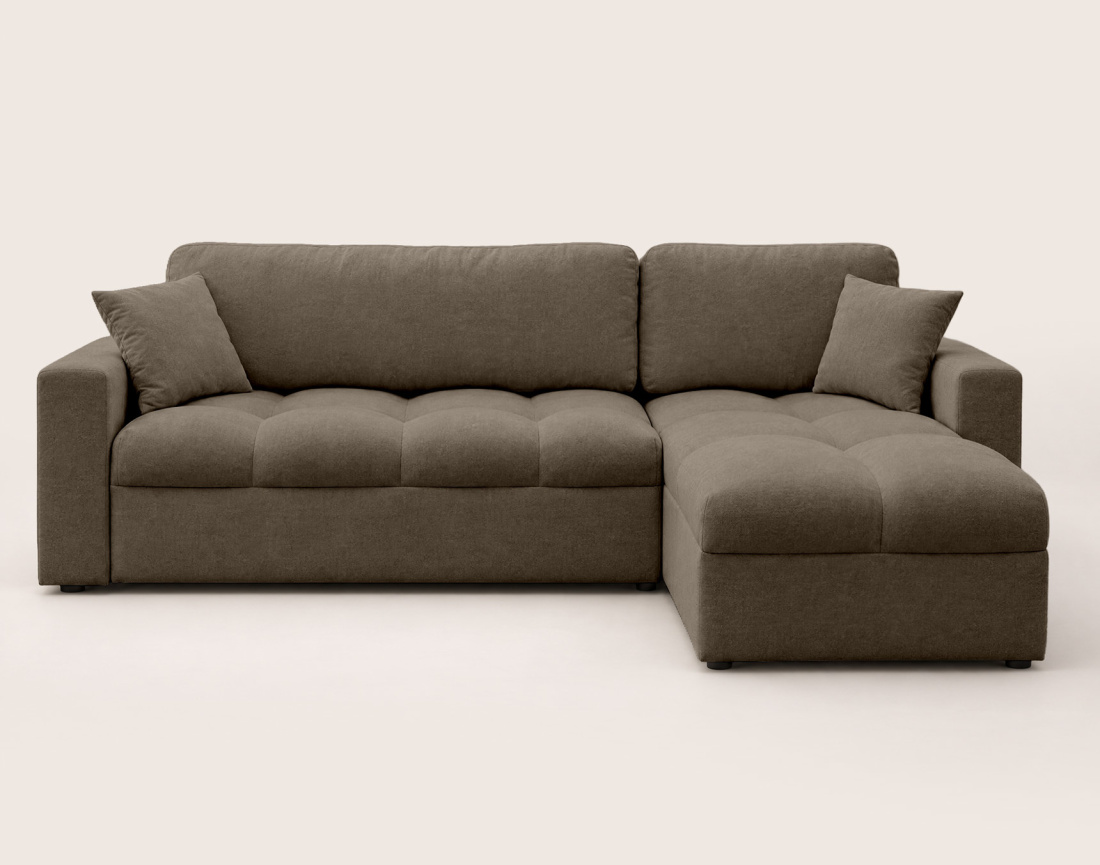 Canapé CYRO d'angle réversible 4 places convertible avec coffre en tissu | Best Mobilier